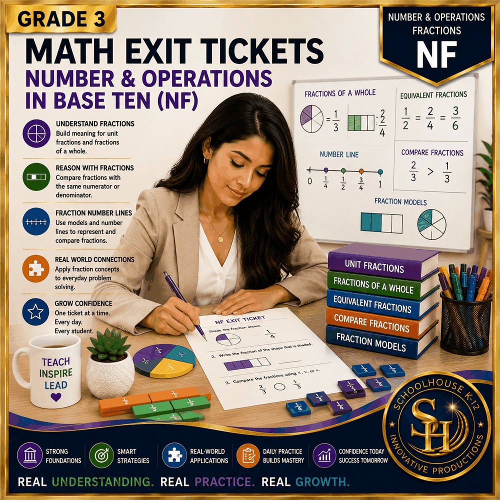 3rd Grade Number & Operations—Fractions Math Exit Tickets cover