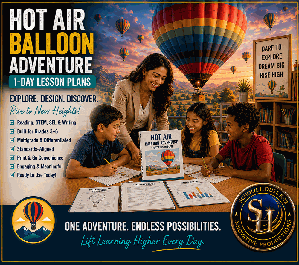 Hot Air Balloon Adventure 1-Day Lesson Plans cover, Grades 3rd–6th