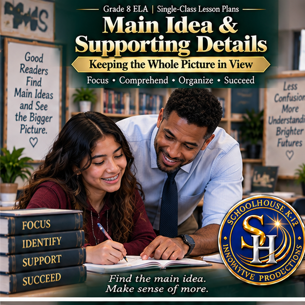 Main Idea & Supporting Details Grade 8 ELA cover