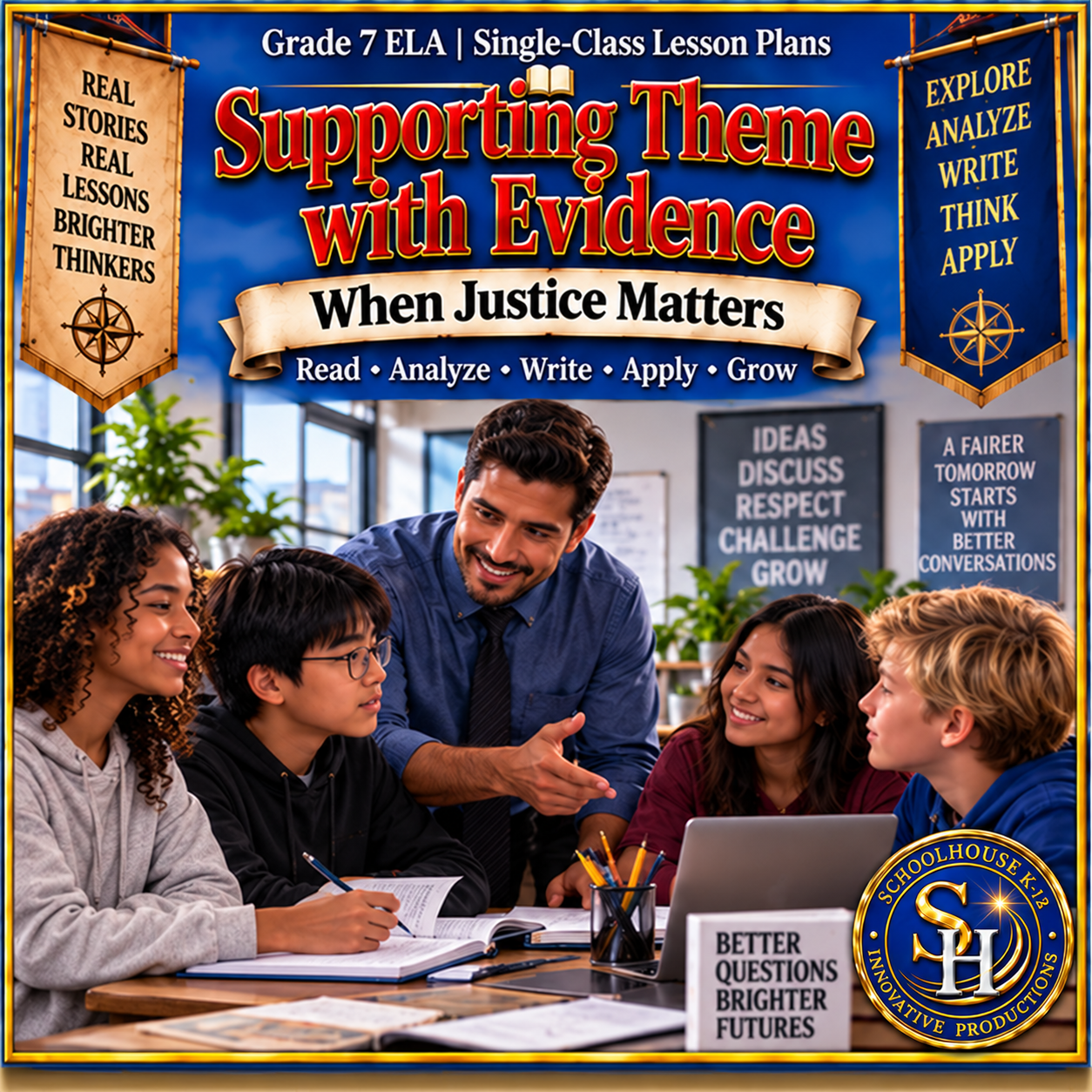 Supporting Theme with Evidence Grade 7 ELA cover