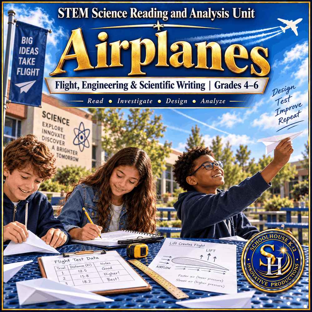 Aviation Reading and Flight Science STEM Unit cover, Grades 4th–6th