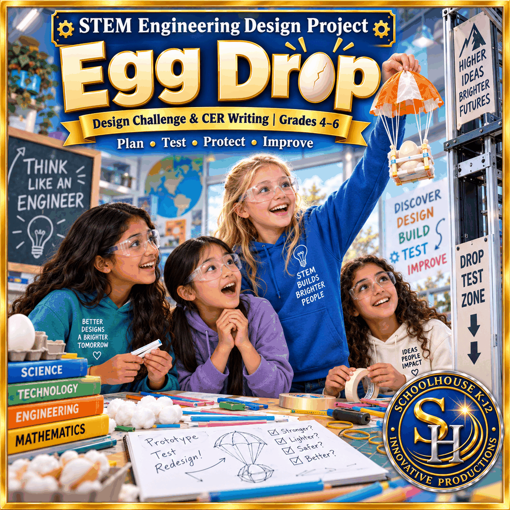 Egg Drop STEM Engineering Unit cover, Grades 4th–6th