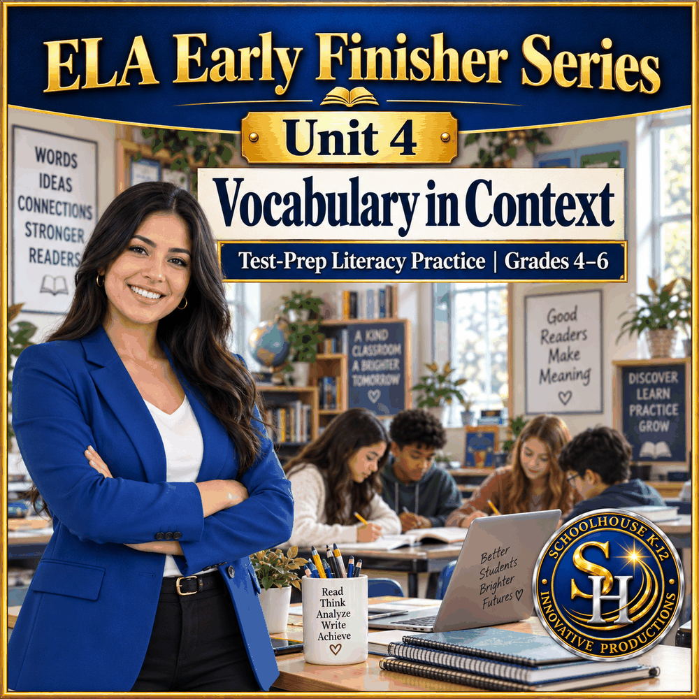 ELA Early Finisher Series Unit 4: Vocabulary in Context, Grades 4th–6th