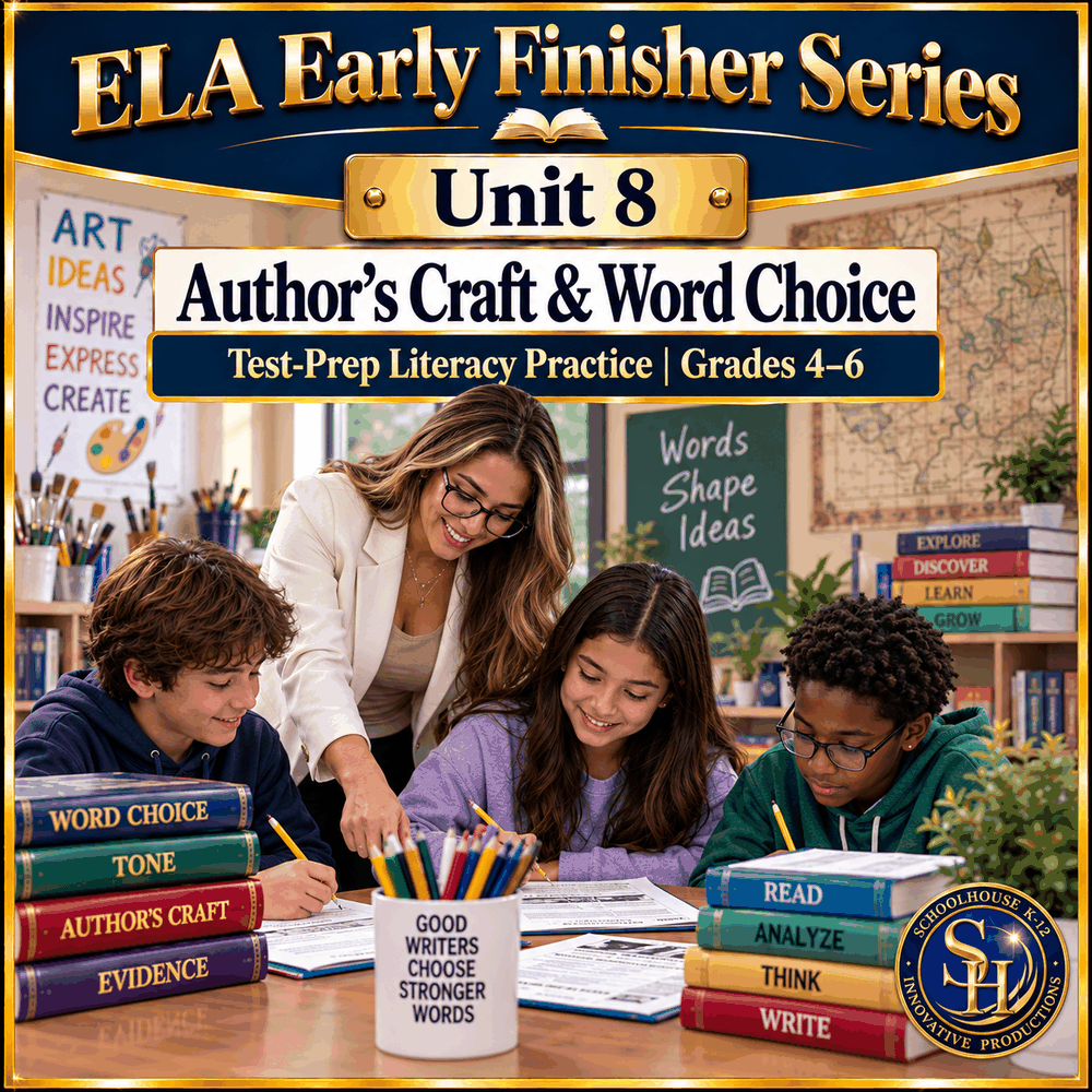 ELA Early Finisher Series Unit 8: Author’s Craft & Word Choice, Grades 4th–6th
