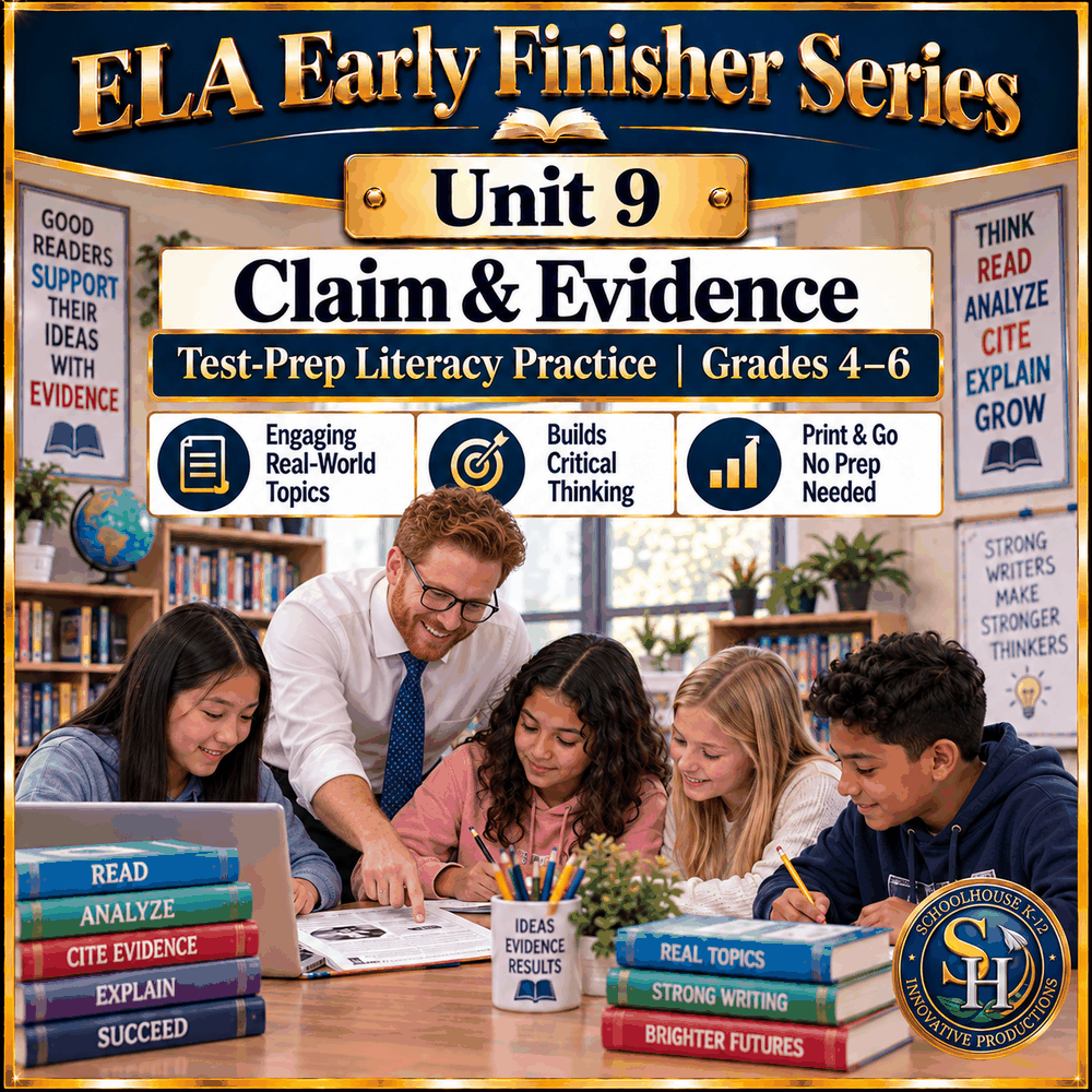 ELA Early Finisher Series Unit 9: Claim & Evidence, Grades 4th–6th