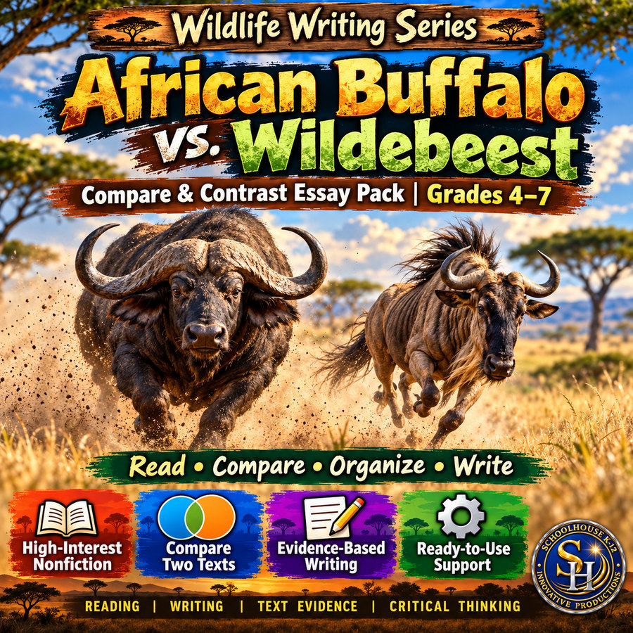 Wildlife Writing Series Compare & Contrast: African Buffalo vs. Wildebeest cover