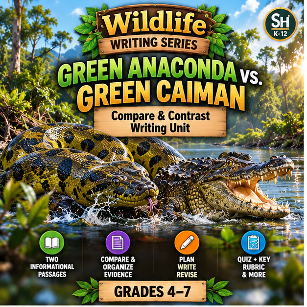 Wildlife Writing Series Compare & Contrast: Green Anaconda vs. Green Caiman cover