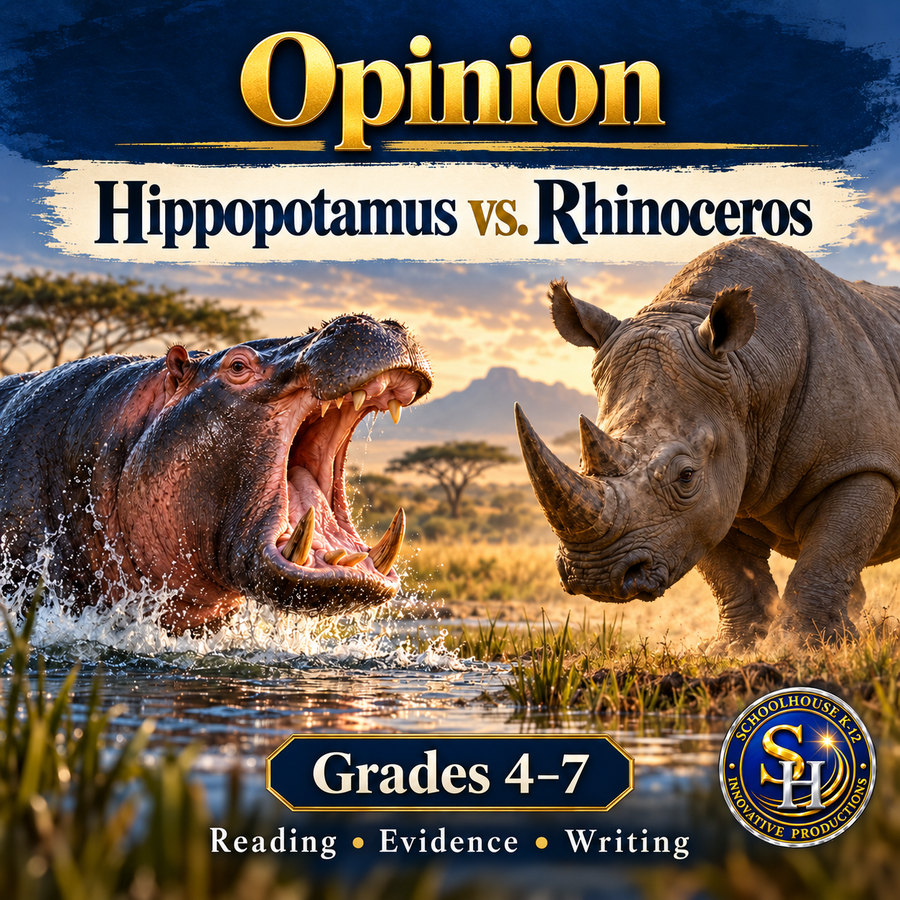 Wildlife Writing Series Opinion Writing: Hippopotamus vs. Rhinoceros cover